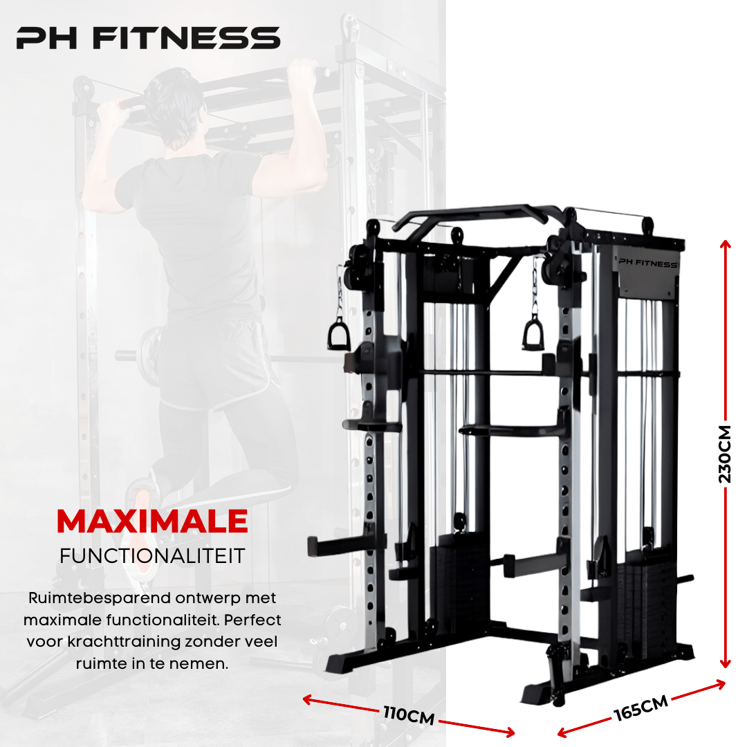 Premium Power Rack met Smith Machine en 160KG Weight Stack - PH Fitness