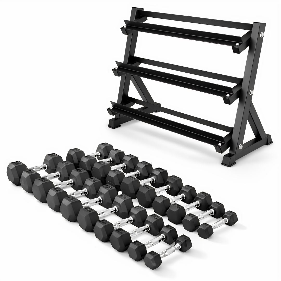 Hexa Dumbbell Set - 2 t/m 20KG met Dumbbell Rack