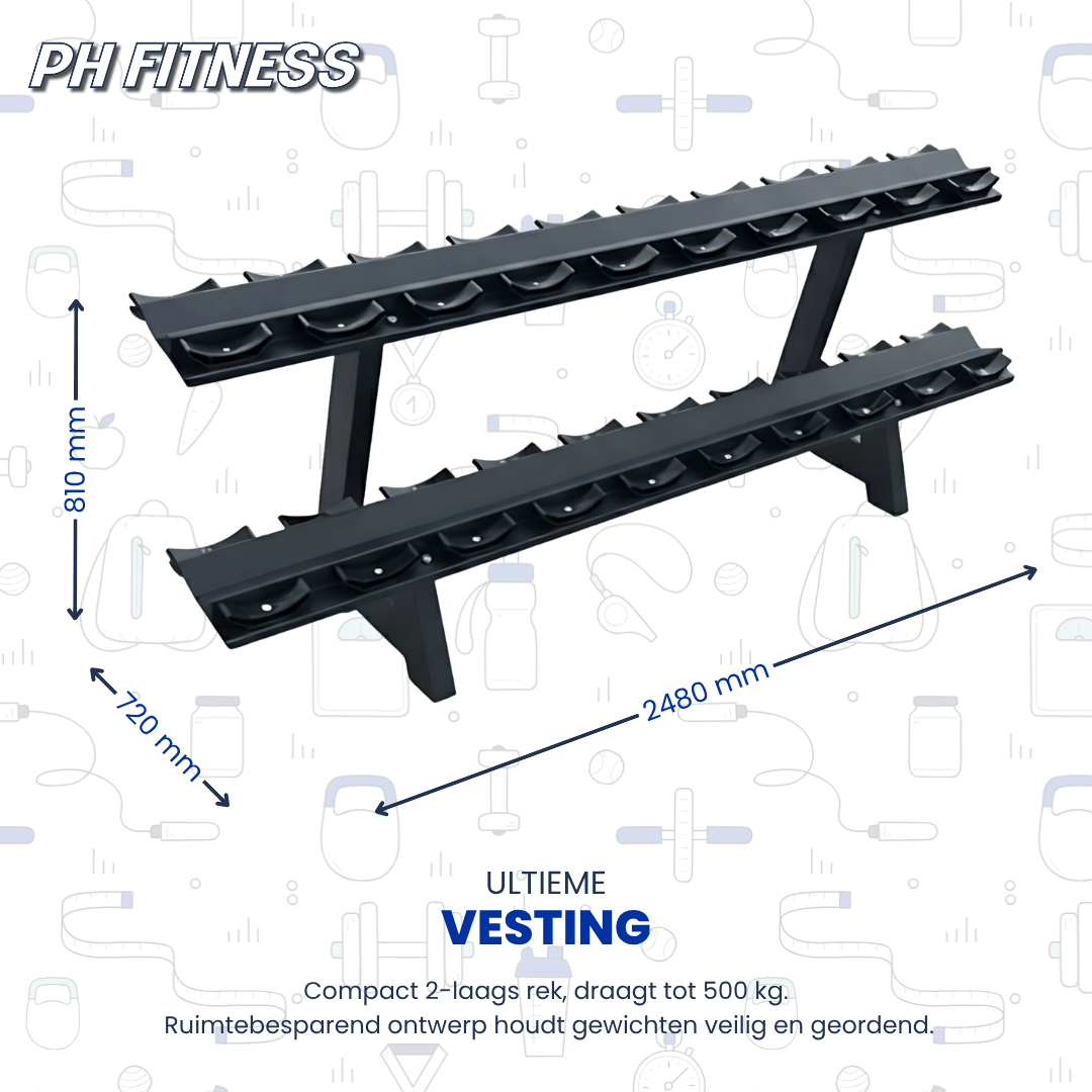 Hexa Dumbbell Set - 2 t/m 20KG met Dumbbell Rack