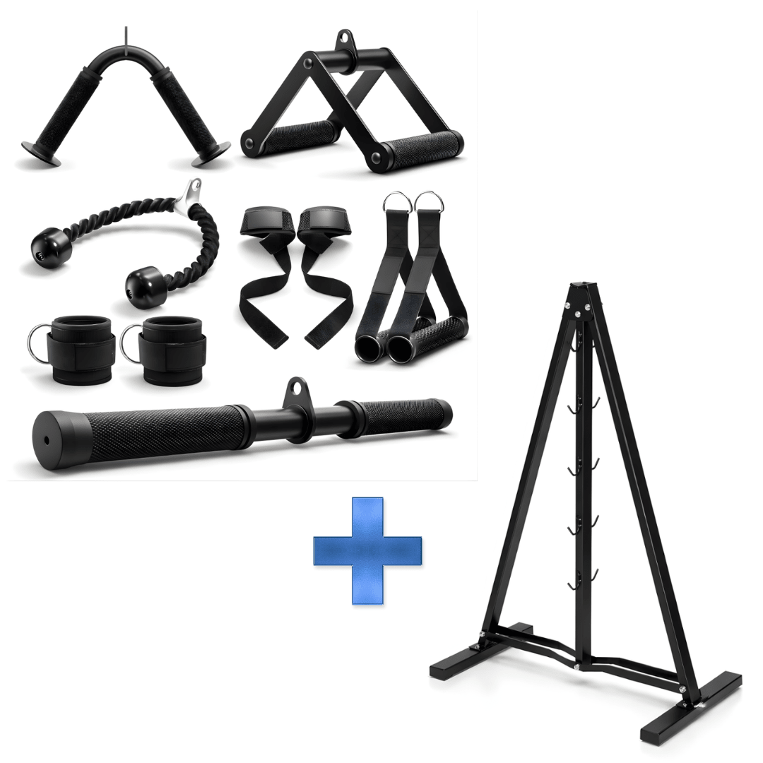 PH Fitness A-frame opbergrek met zeven kabelaccessoires voor arm- en rugtraining