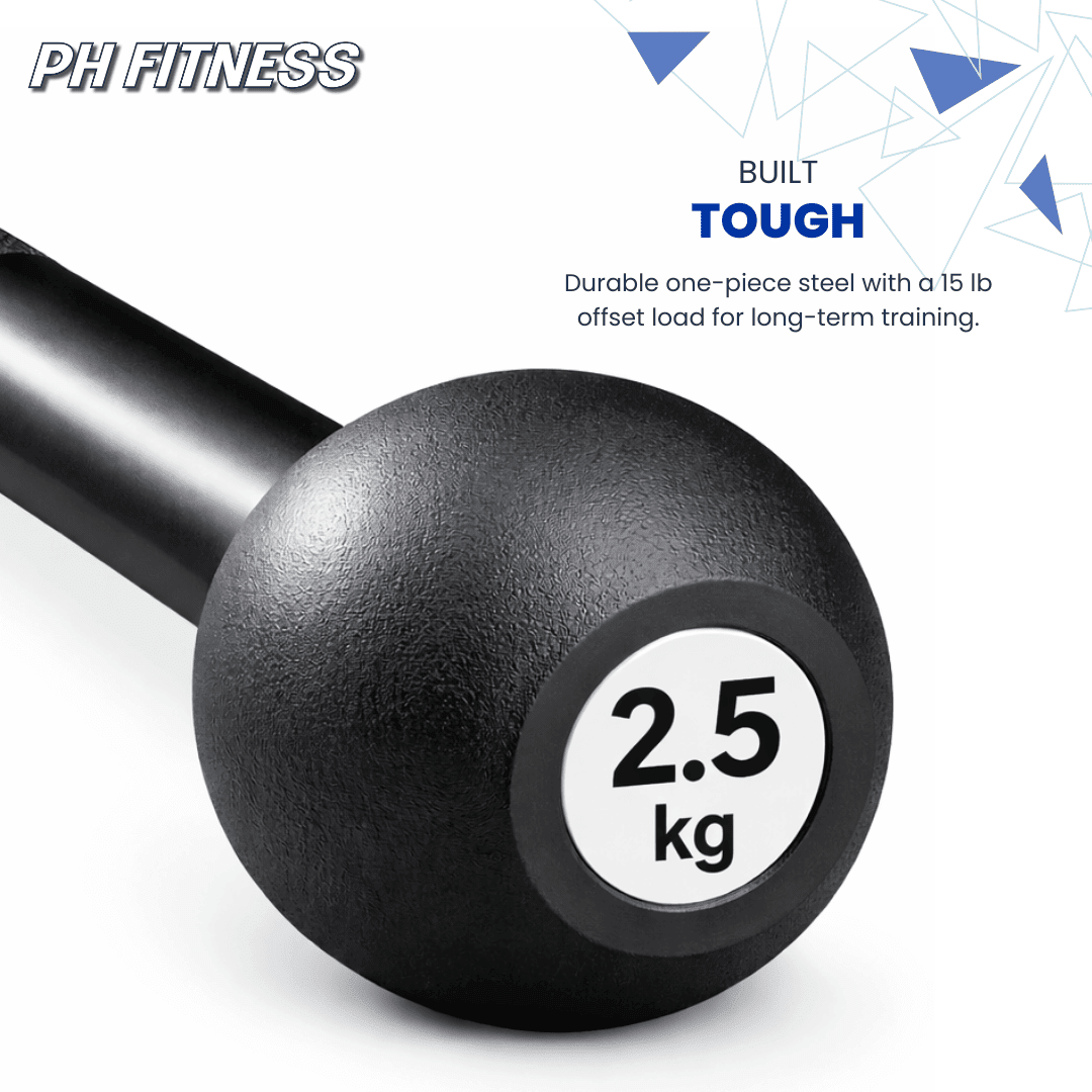 Macebell 2.5–10 kg – Massief Stalen Mace Bell voor Functionele Krachttraining, Core, Schouder Stabiliteit & Grip Training - PH Fitness