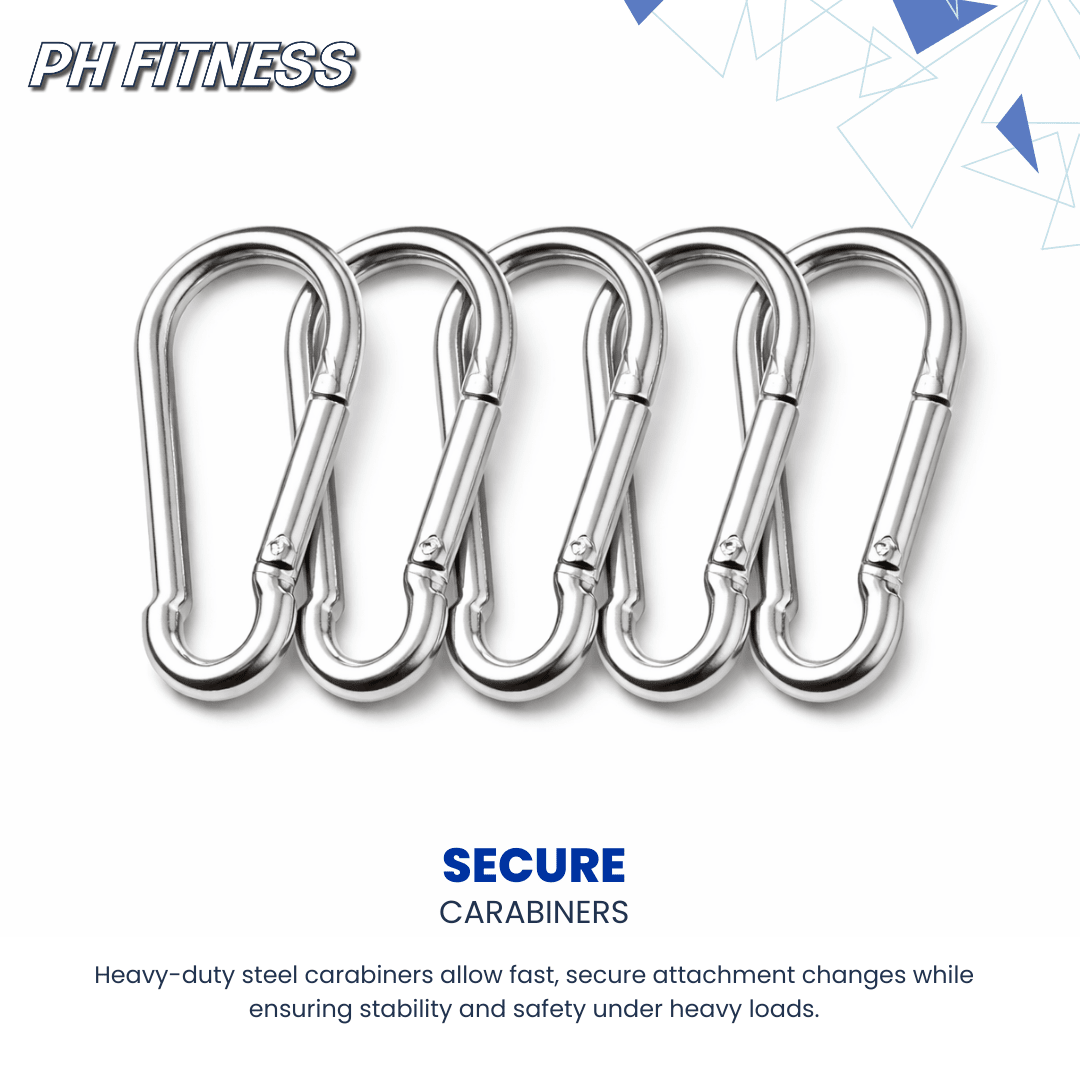Multi Angle Kabelgreep Set PRO 5 - Delig met Carabiners – Ergonomische Kabelgrepen voor Lat Pulldown, Rows, Rugtraining & Fitness - PH Fitness