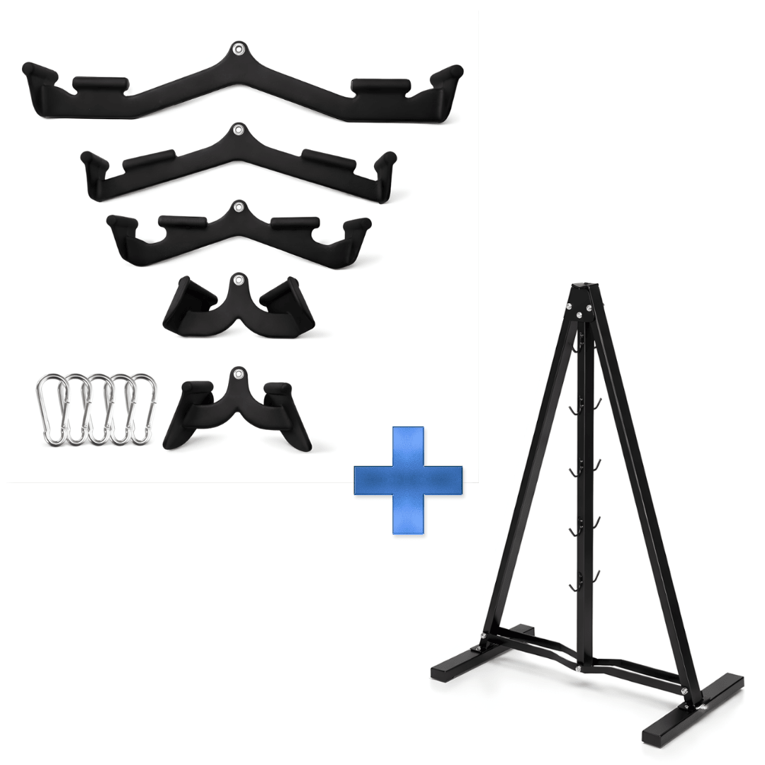 Multi Angle Kabelgreep Set PRO 5 - Delig met Carabiners – Ergonomische Kabelgrepen voor Lat Pulldown, Rows, Rugtraining & Fitness - PH Fitness