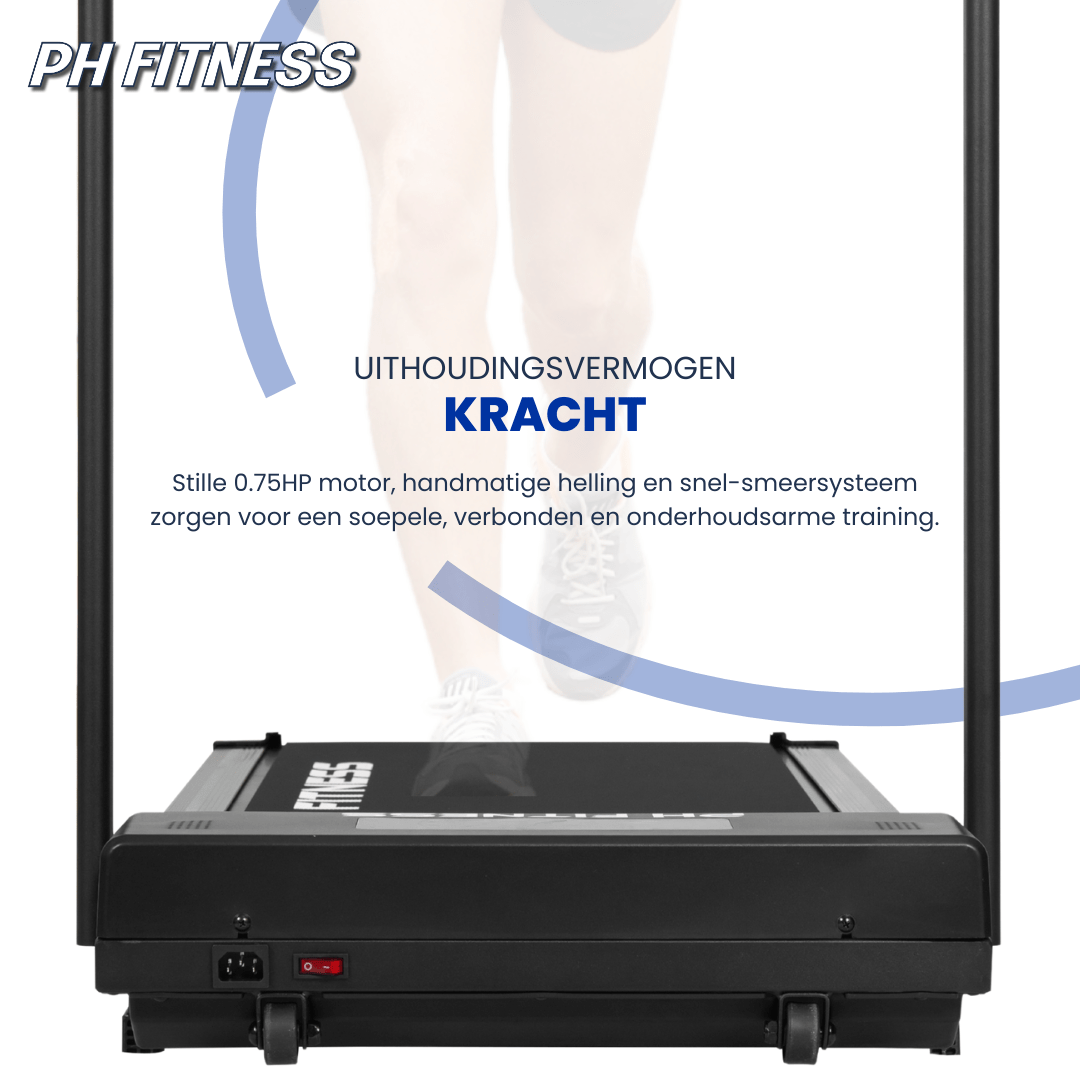 PH Fitness Loopband – 8 km/u - Incline & Handmatige Helling – Black / Zwart – Walking Pad – Loopband voor Thuis – Loopb - PH Fitness