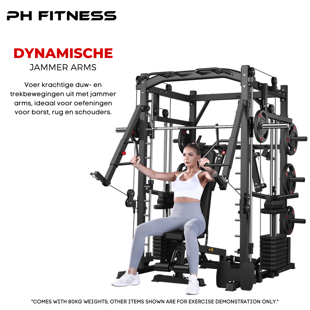 Premium Power Rack met Smith Machine, Leg Press en 160KG Gewichtsstapel - PH Fitness