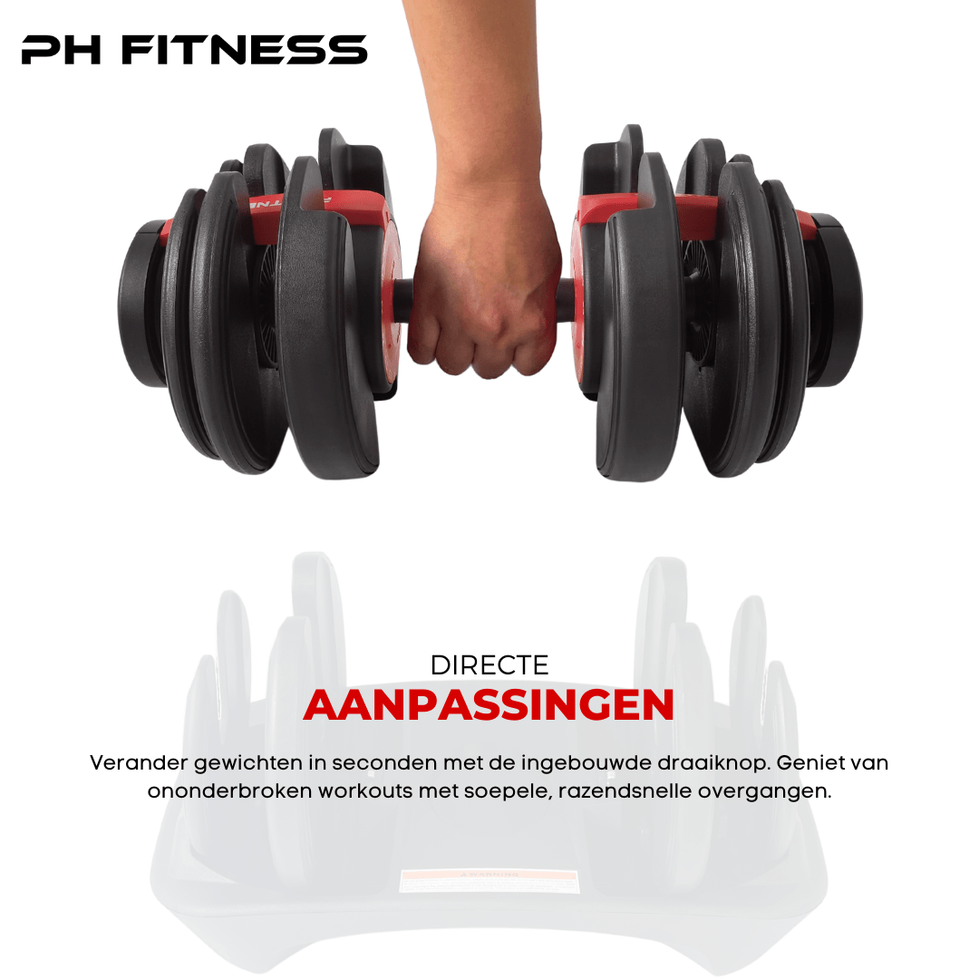 Premium Verstelbare Dumbbells 24KG [2 STUKS] - PH Fitness