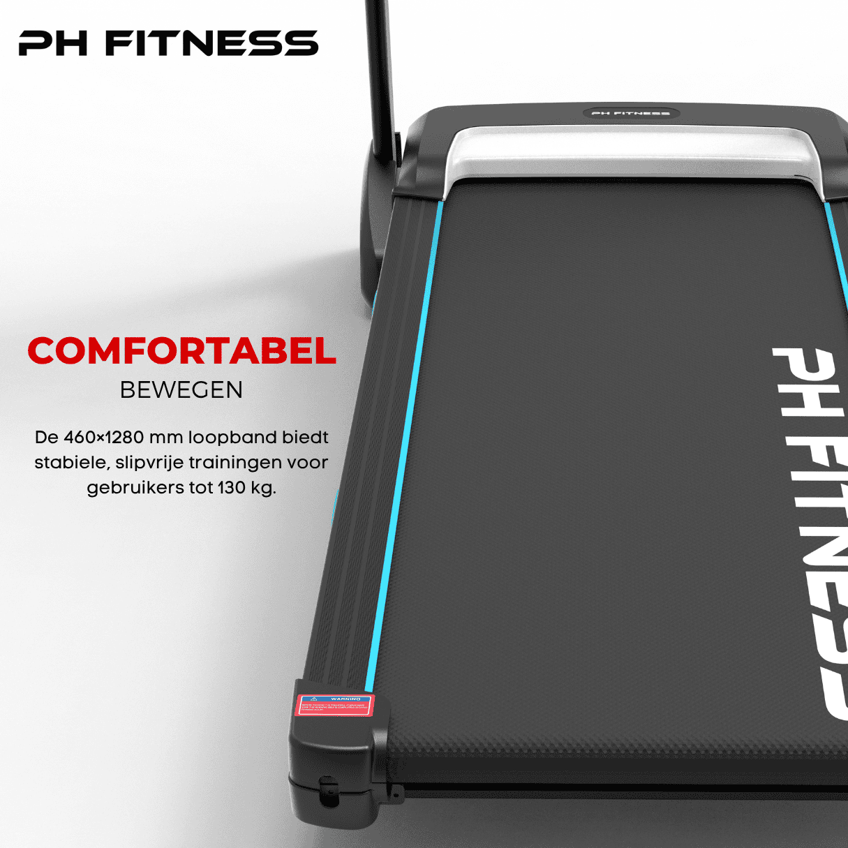 PRO - 190 Opvouwbare Loopband – 2.5HP, 18km/u, 15% Automatische Hellingshoek, Bluetooth, 130kg Draagvermogen - PH Fitness