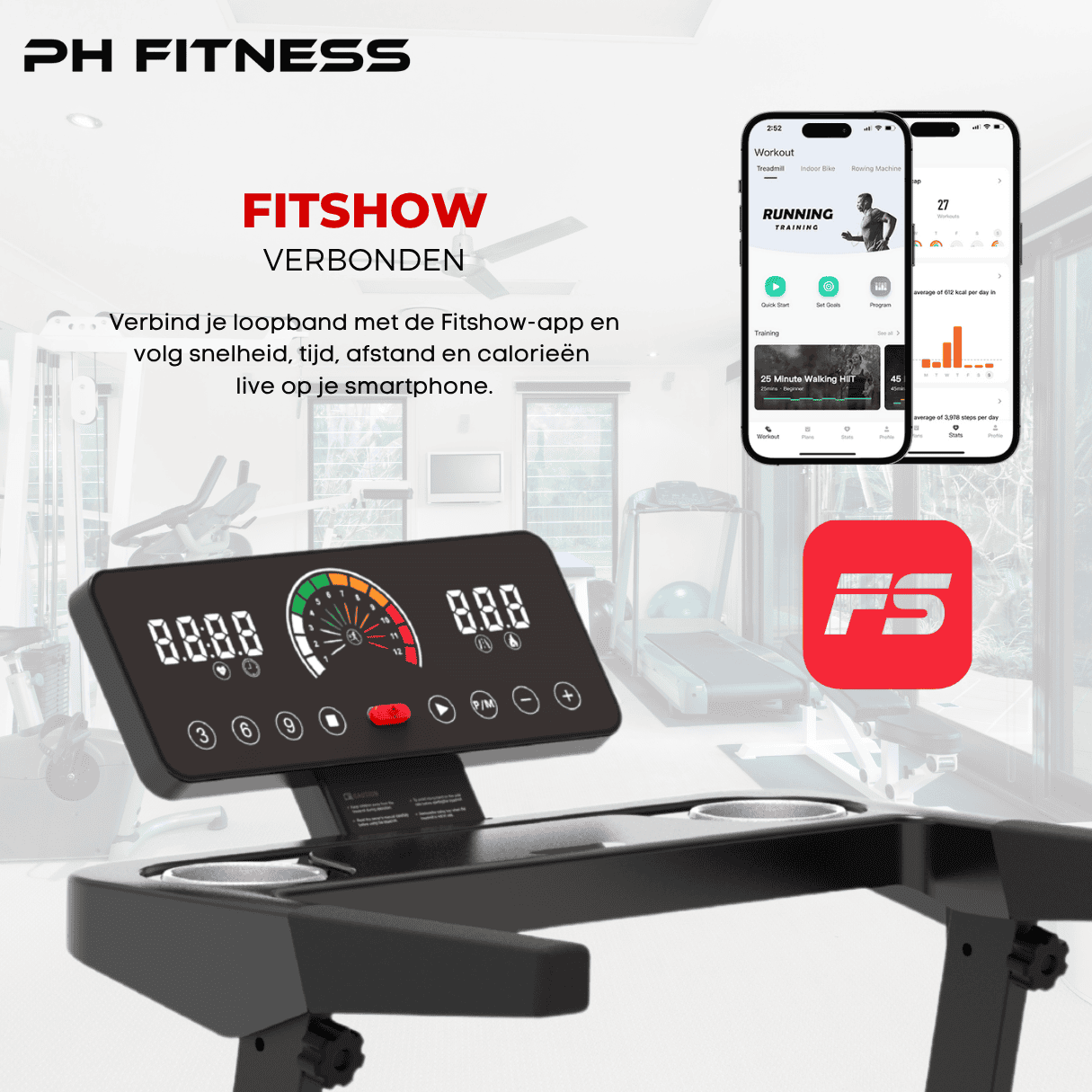 TH - 900 Opvouwbare Loopband – 1.5HP, 12km/u, Bluetooth App, 130kg Draagvermogen, Veiligheidssleutel - PH Fitness