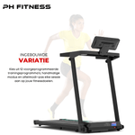 TH - 900 Opvouwbare Loopband – 1.5HP, 12km/u, Bluetooth App, 130kg Draagvermogen, Veiligheidssleutel - PH Fitness