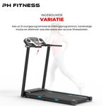 TR - 800 Opvouwbare Loopband – 1.5HP, 12km/u, Bluetooth App, 130kg Draagvermogen, 12 Programma’s - PH Fitness