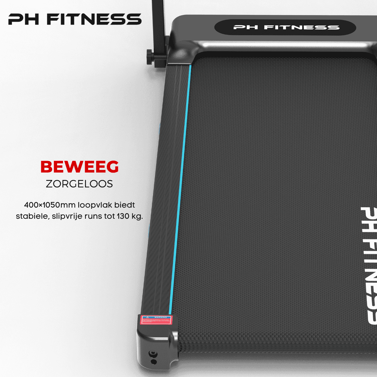 TR - 800 Opvouwbare Loopband – 1.5HP, 12km/u, Bluetooth App, 130kg Draagvermogen, 12 Programma’s - PH Fitness