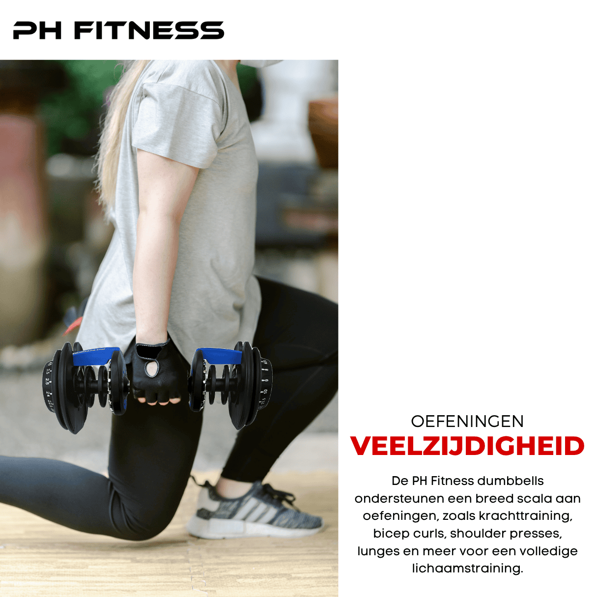 Verstelbare Dumbbells Set 24KG - Blauw - PH Fitness
