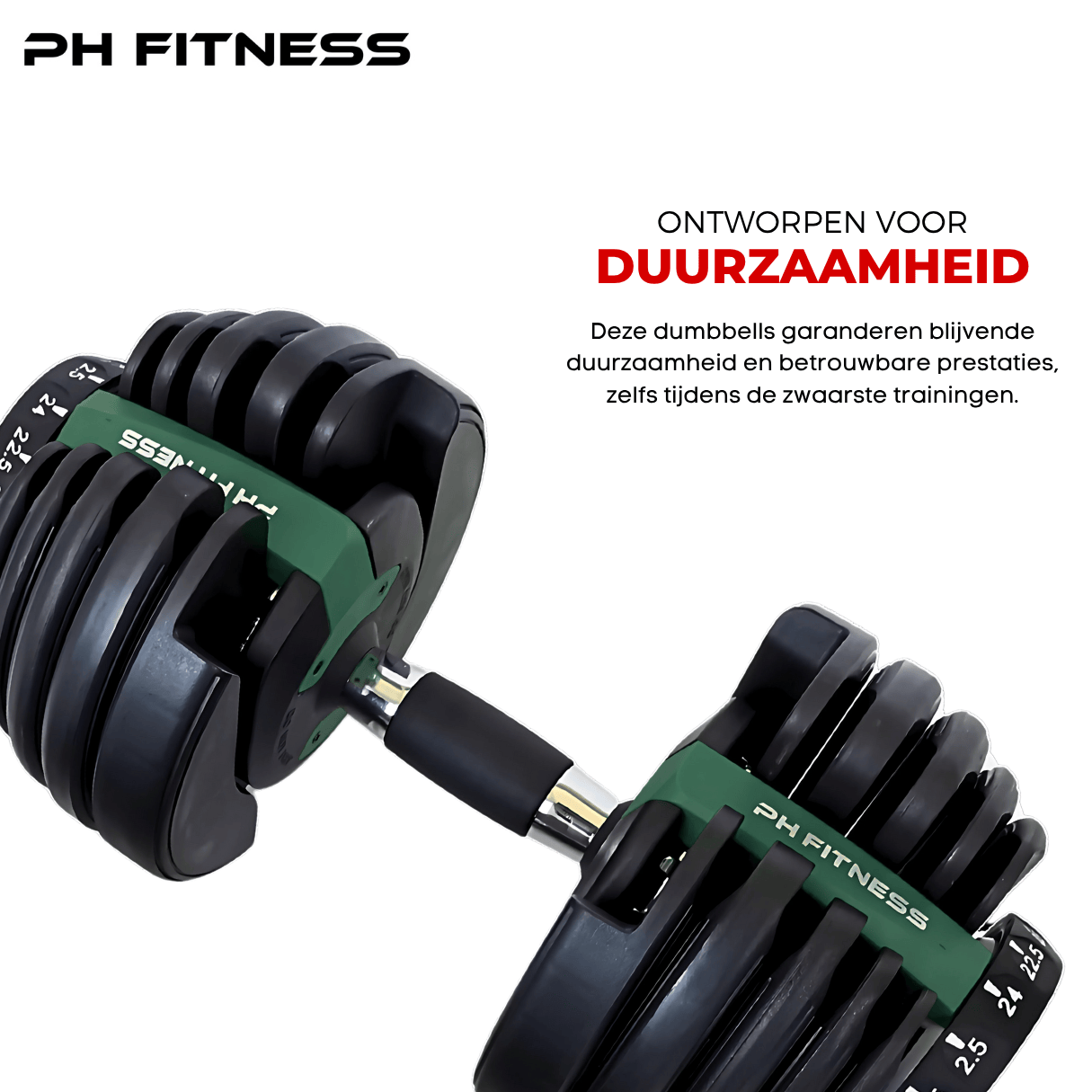Verstelbare Dumbbells Set 24KG - Groen - PH Fitness