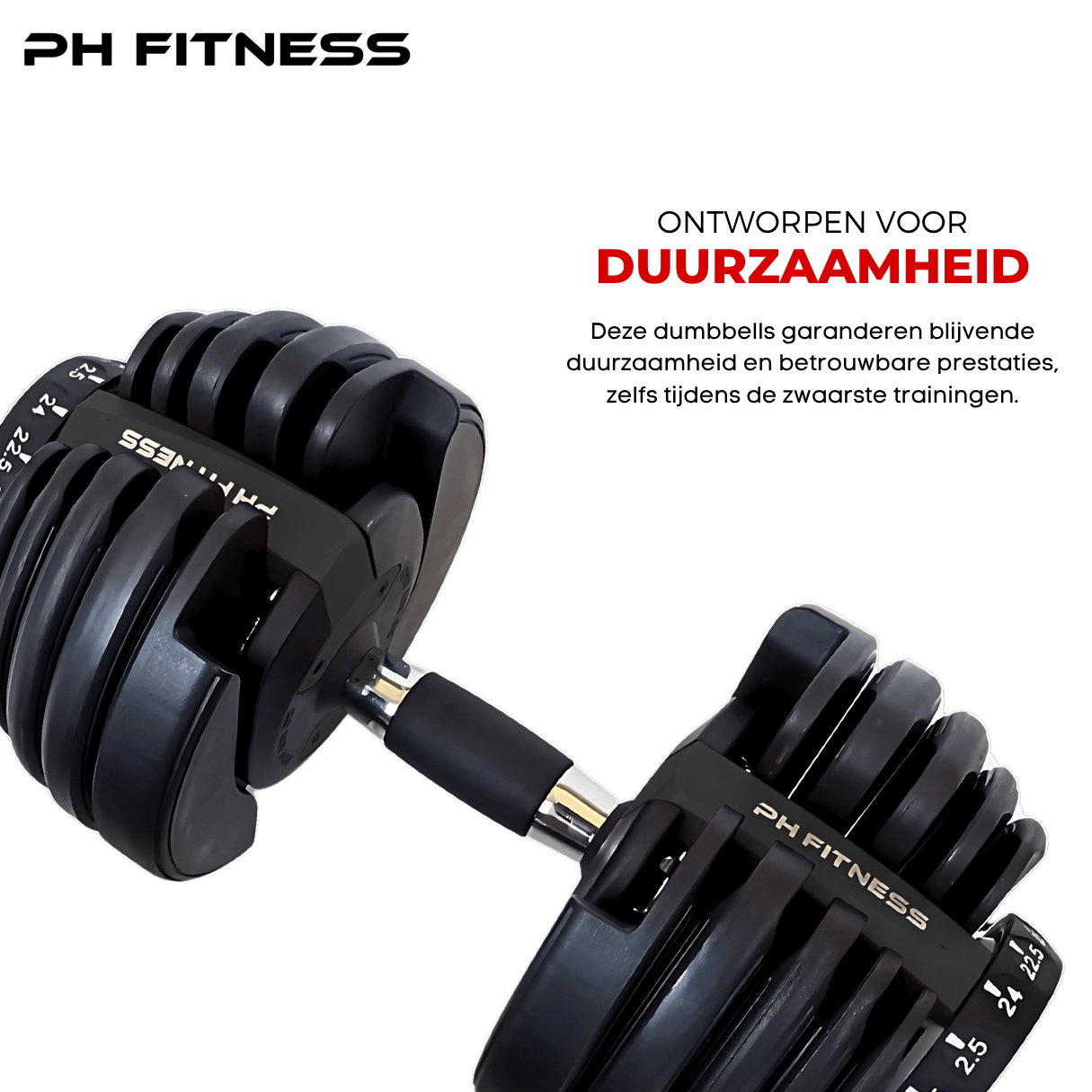 Verstelbare Dumbbells Set 24KG - Zwart - PH Fitness